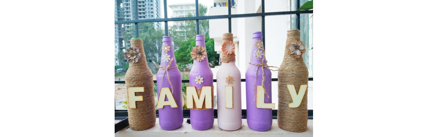 Family Named Bottles set of 6 | Home decor Glass bottles set